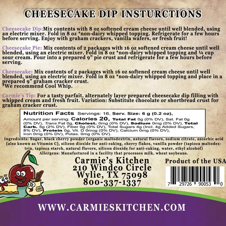 Carmie's Kitchen - Black Cherry Vanilla Cheesecake Dip