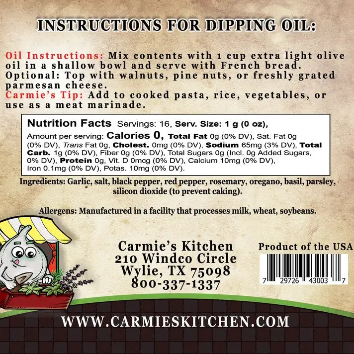 Carmie's Kitchen - Italian Herb Dipping Oil Seasoning