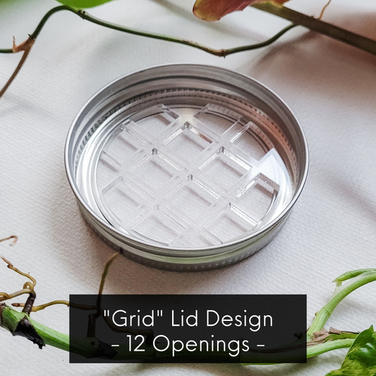 Leaf & Node - Mason Jar Lid Inserts - Plant Propagation and Flower Vase - Grid Style