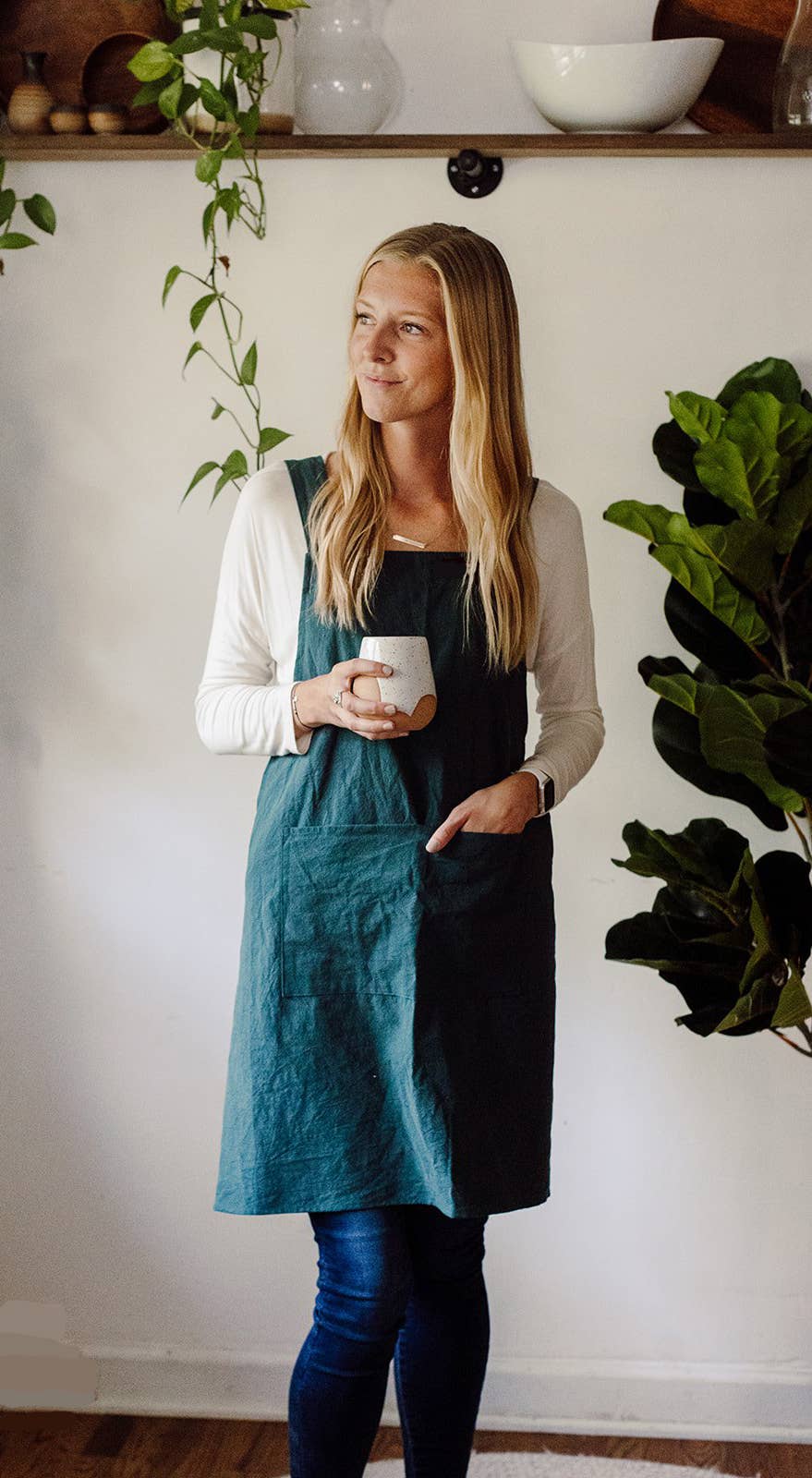 Cate Paper Co. - Cross Back Apron - Peacock Blue