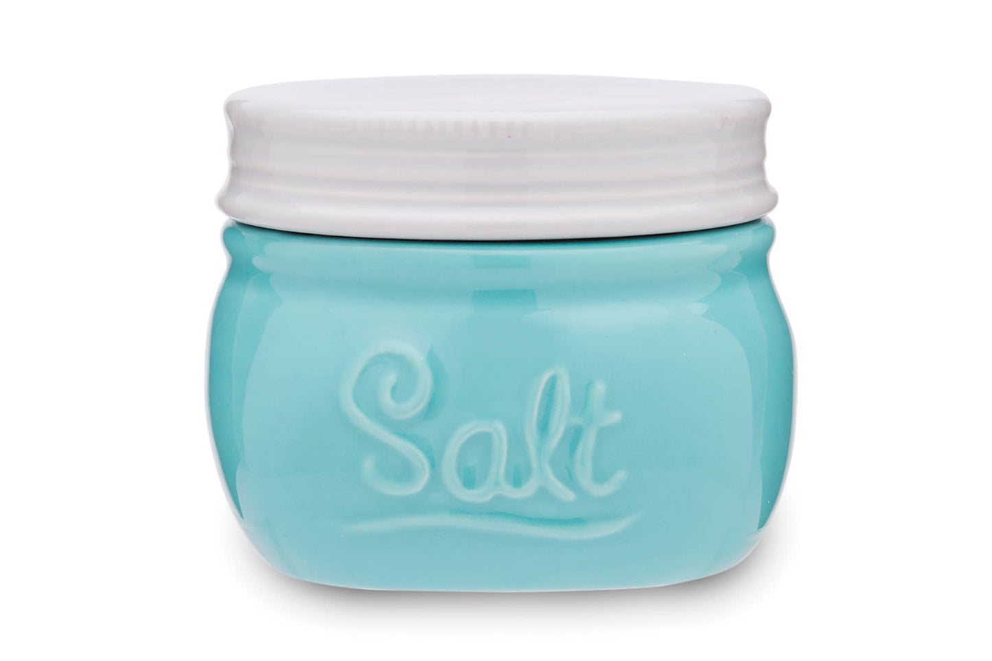 Fox Run Brands - Vintage Style Mason Jar Salt Cellar, Blue Ceramic