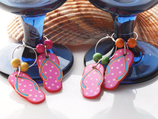 Flip Flops Wine Glass Charm Set