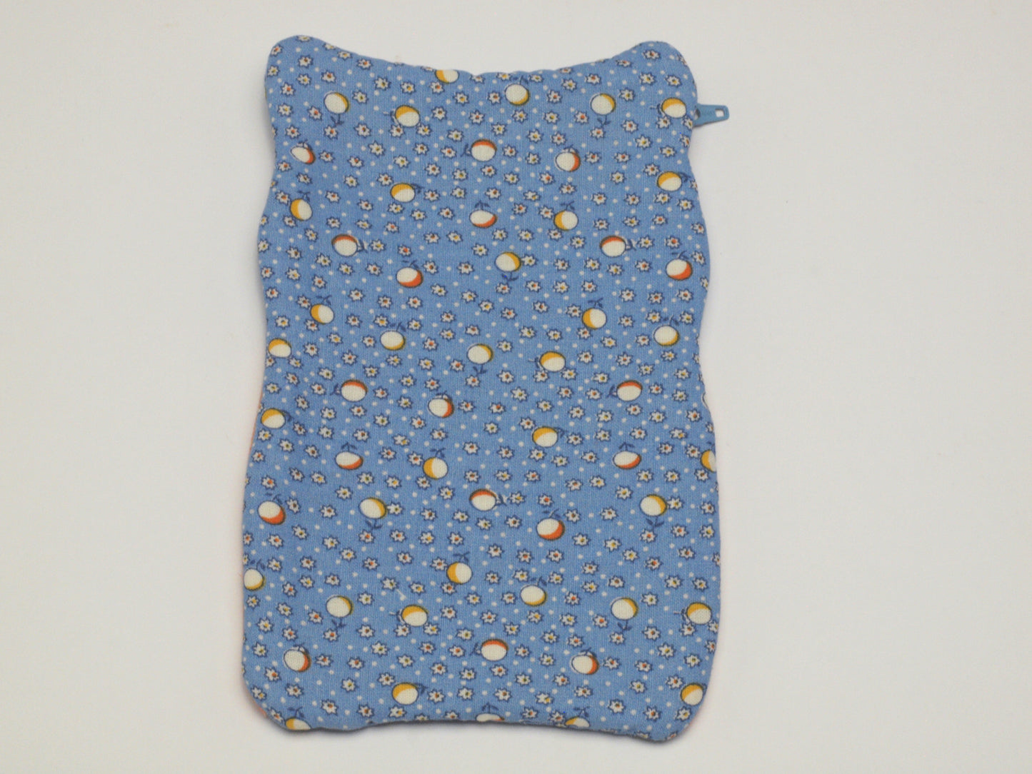 Embroidered Owl Fabric Case - Blue/Peach