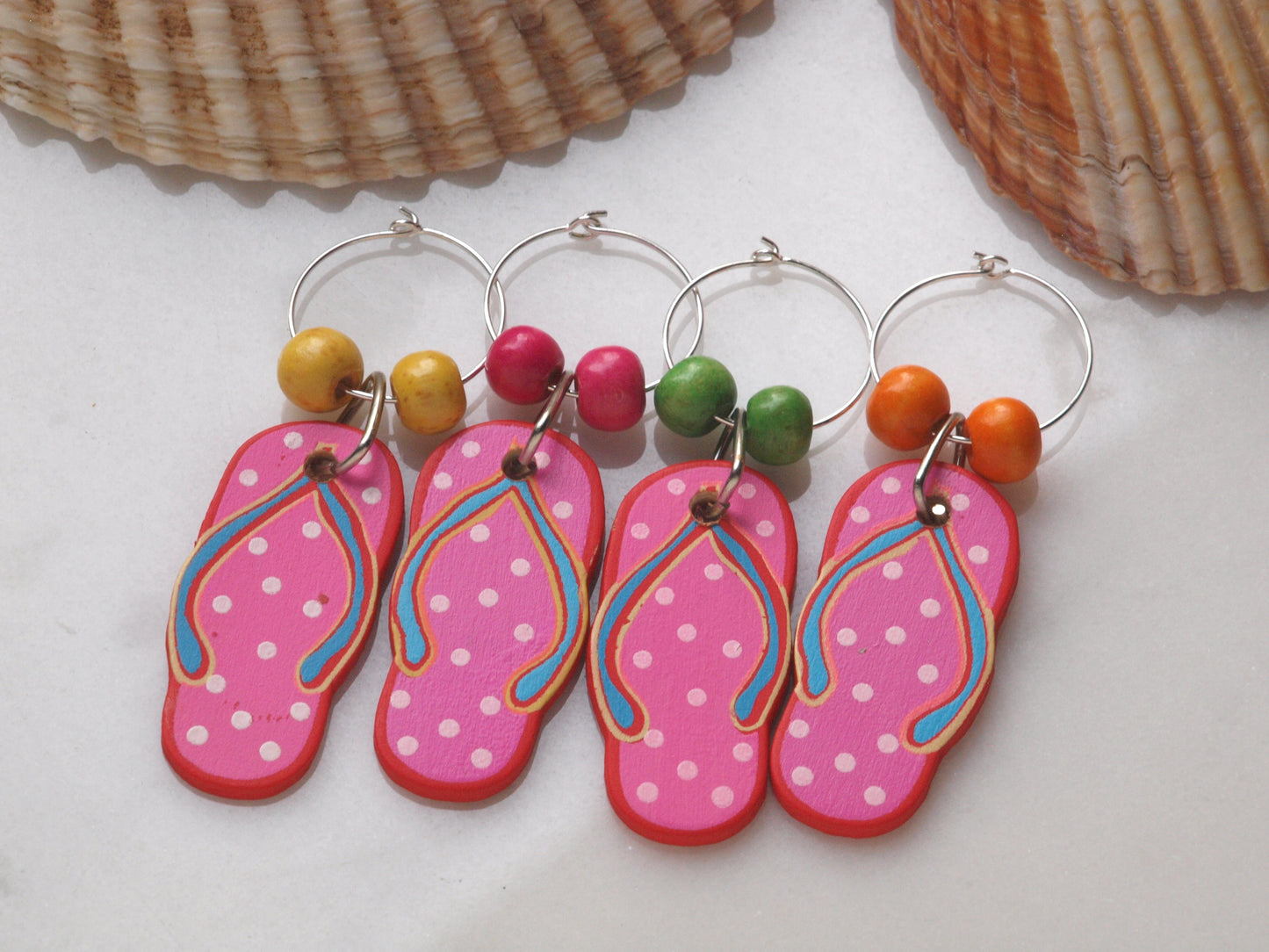 Flip Flops Wine Glass Charm Set