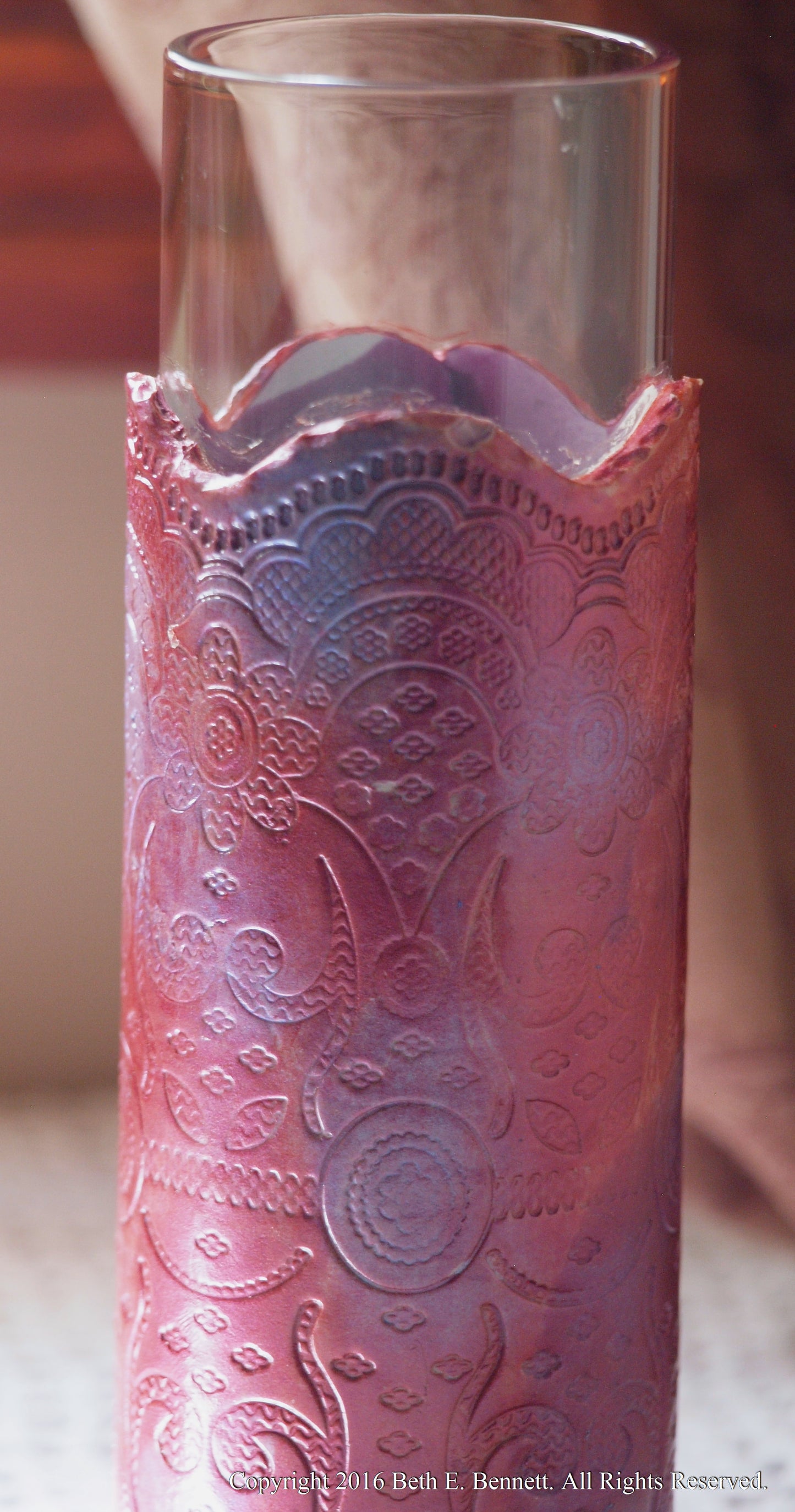 Bud Vase - Glass with Pink/Lilac Clay Wrap