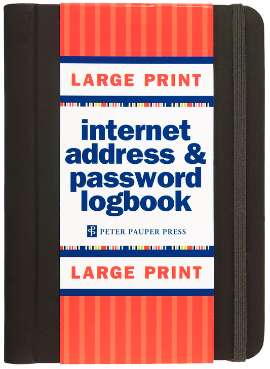 Peter Pauper Press - Black Large Print Internet Address & Password Logbook